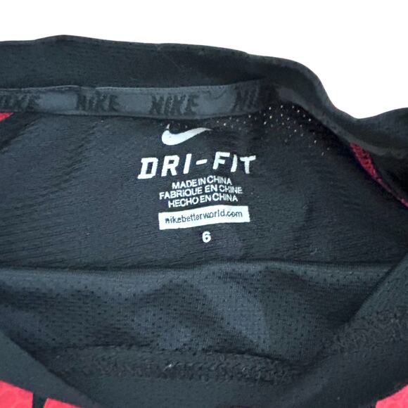 Nike Dri-Fit Kids Long Sleeve Athletic Shirt Sz 6 Black Red Sports Practice - Picture 6 of 8